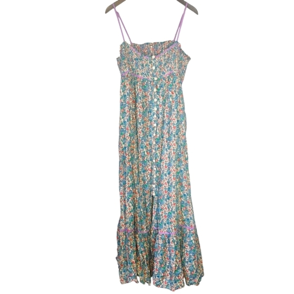 Free People Molly Jo Floral Midi Dress Large Cottagecore Prairie Womens Large - Picture 2 of 16